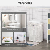 easycomfort easycomfort cesto portabiancheria in vimini con coperchio e sacco interno in tessuto lavabile bianco