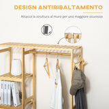 easycomfort easycomfort appendiabiti da terra in legno di bambu attaccapanni con mensole laterali per ingresso e camera da letto 90x30x155cm