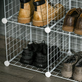 easycomfort easycomfort mobile scarpiera modulare salvaspazio 6 cubi 30x30x30 cm in acciaio e pp 94x32x94 cm bianco