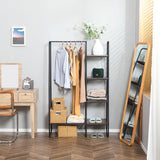 easycomfort easycomfort appendiabiti da terra stile industriale con barra e 5 ripiani in legno e acciaio 101x39x160cm