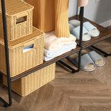 easycomfort easycomfort appendiabiti da terra stile industriale con barra e 5 ripiani in legno e acciaio 101x39x160cm