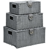 easycomfort easycomfort set di 3 cesti in vimini pp con coperchio di diverse dimensioni grigio