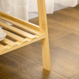 easycomfort easycomfort appendiabiti in bambu design rialzato a 2 livelli con barra e 2 ganci 114x40x139 cm