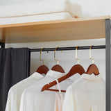 easycomfort easycomfort appendiabiti in acciaio e legno stile industriale con scarpiera e ripiani 80x40x180cm