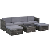 easycomfort set da 7 pezzi salotto da esterni in rattan con poltrona pouf tavolino grigio