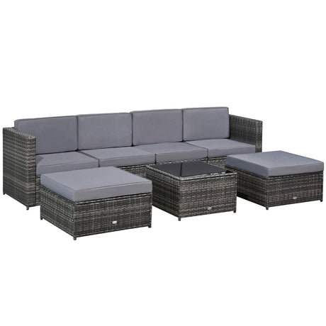 easycomfort set da 7 pezzi salotto da esterni in rattan con poltrona pouf tavolino grigio