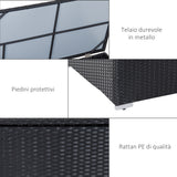 easycomfort set da giardino 6 pezzi 4 poltrone con cuscini e 2 tavolini contenitore in rattan pe nero e crema