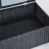easycomfort set da giardino 6 pezzi 4 poltrone con cuscini e 2 tavolini contenitore in rattan pe nero e crema