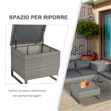 easycomfort easycomfort divano 3 posti da esterni in pe rattan con cuscini a righe grigio 173x68x78cm