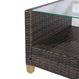 easycomfort set mobili da giardino 4 pezzi in rattan pe tavolino divano e poltrone marrone con cuscini beige