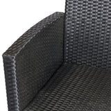 easycomfort easycomfort set mobili da giardino 4 pezzi in rattan pe e tavolino divano e poltrone imbottiti nero e beige 124x68x76cm