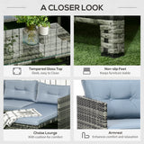 easycomfort easycomfort salotto da giardino con divanetto chaise longue e tavolino in rattan pe con cuscini grigio
