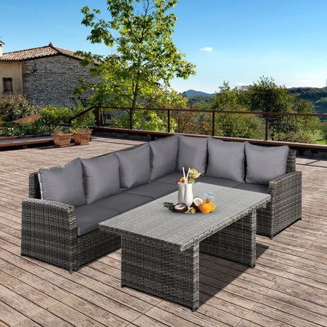 easycomfort easycomfort salotto da giardino set 3 pz con 2 divani da esterno e 1 tavolo da giardino in rattan sintetico grigio