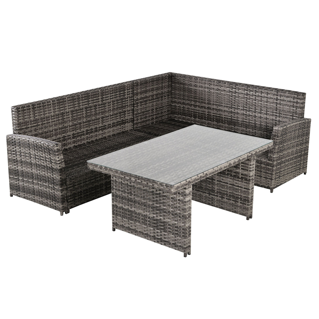 easycomfort easycomfort salotto da giardino set 3 pz con 2 divani da esterno e 1 tavolo da giardino in rattan sintetico grigio