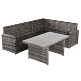 easycomfort easycomfort salotto da giardino set 3 pz con 2 divani da esterno e 1 tavolo da giardino in rattan sintetico grigio