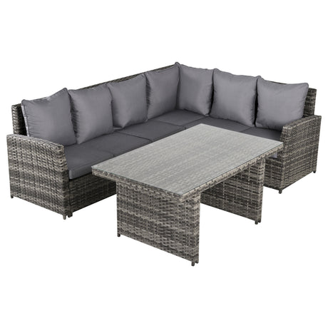 easycomfort easycomfort salotto da giardino set 3 pz con 2 divani da esterno e 1 tavolo da giardino in rattan sintetico grigio
