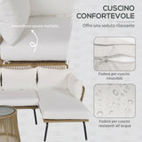 easycomfort easycomfort set da giardino in rattan stile boho chic con divano angolare e e tavolino beige e caffe