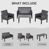 easycomfort salotto da giardino con divanetti e tavolino in rattan pe set 4 pezzi grigio