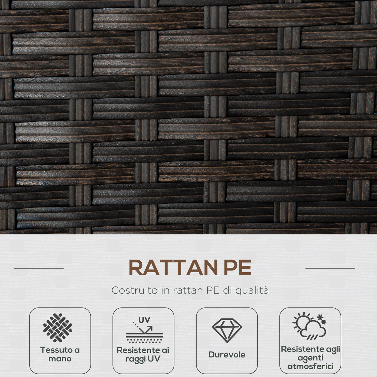 easycomfort divano da giardino 2 posti in rattan pe divano da esterno con cuscini imbottiti e piedini regolabili 132x70x74cm marrone