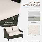 easycomfort divano da giardino 2 posti in rattan pe divano da esterno con cuscini imbottiti e piedini regolabili 132x70x74cm marrone