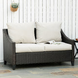 easycomfort divano da giardino 2 posti in rattan pe divano da esterno con cuscini imbottiti e piedini regolabili 132x70x74cm marrone