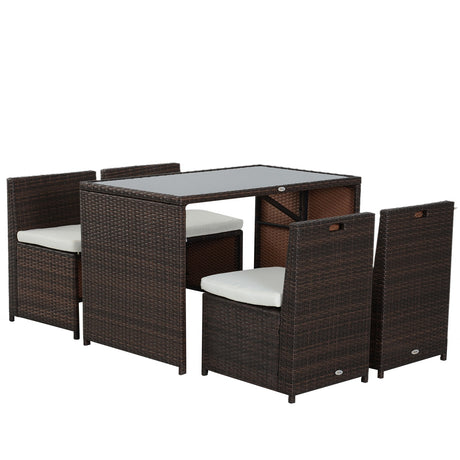 easycomfort easycomfort set mobili da giardino in rattan 5pz tavolo pranzo 4 sedie con cuscini
