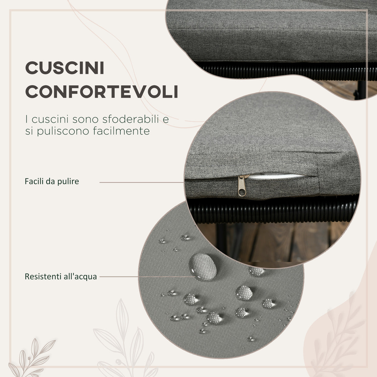 easycomfort easycomfort set da giardino 5 pezzi in rattan pe e acciaio 4 sedie da esterno con cuscini e tavolo rettangolare