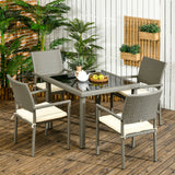 easycomfort set da esterni in rattan pe con tavolo e 4 sedie con cuscini grigio