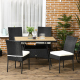 easycomfort set da giardino con tavolo e 4 sedie da esterno in acciaio e rattan pe nero