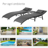 easycomfort lettini prendisole richiudibili con cuscini rimovibili e tavolino pieghevole set 3 pz in rattan grigio 33098