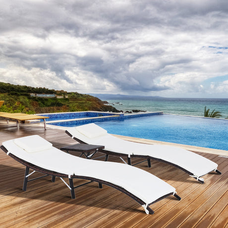 easycomfort easycomfort set 2 sdraio lettino e tavolino in pe rattan con cuscini rimovibili marrone crema