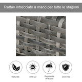 easycomfort easycomfort set 2 sdraio da giardino in pe rattan con cuscino imbottito grigio