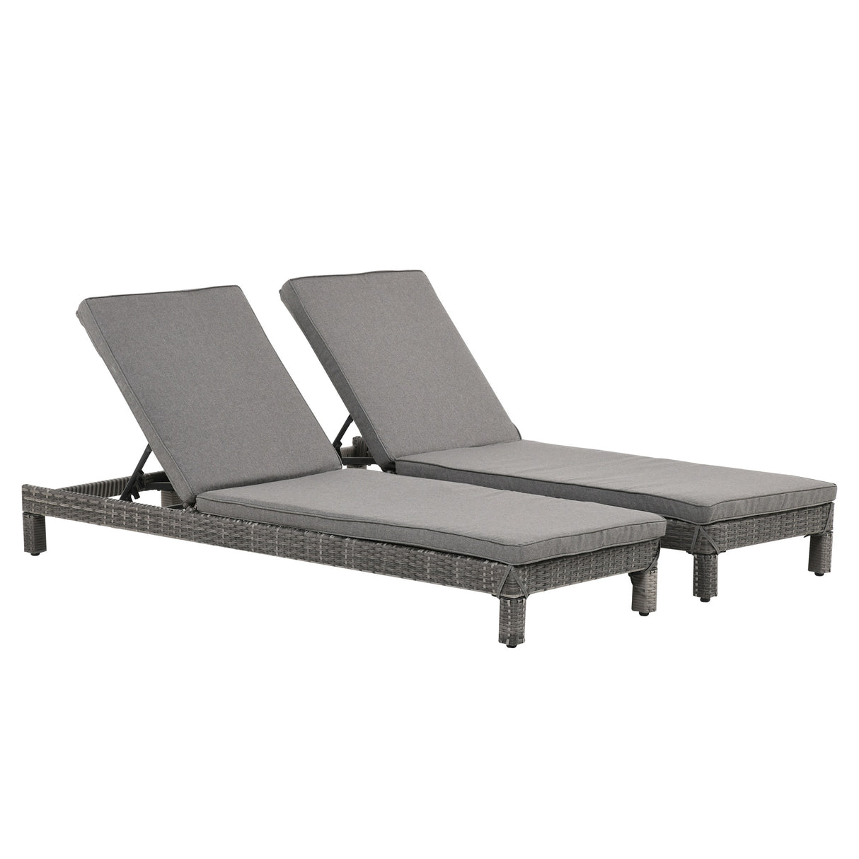 easycomfort easycomfort set 2 sdraio da giardino in pe rattan con cuscino imbottito grigio