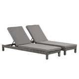 easycomfort easycomfort set 2 sdraio da giardino in pe rattan con cuscino imbottito grigio