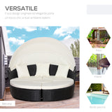 easycomfort easycomfort set 4 pzi divano circolare da giardino mobili componibili rattan nero tettuccio e cuscini beige 180x175x147cm