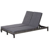 easycomfort easycomfort lettino sdraio prendisole a 2 posti in pe rattan con materassino grigio