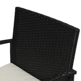 easycomfort easycomfort salotti da giardino in pe rattan con tavolino 2 poltrone e divano con cuscini nero