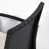 easycomfort easycomfort salotti da giardino in pe rattan con tavolino 2 poltrone e divano con cuscini nero