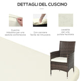 easycomfort easycomfort set poltroncine da giardino in rattan con tavolino marrone