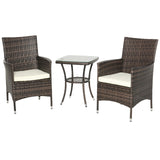easycomfort easycomfort set poltroncine da giardino in rattan con tavolino marrone