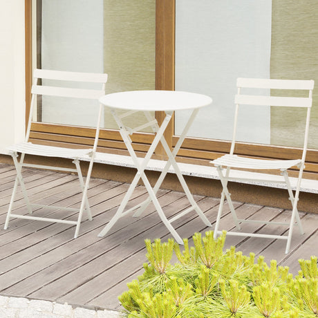 easycomfort easycomfort tavolino con sedie pieghevoli in acciaio bianco per balcone terrazzo giardino