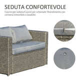 easycomfort easycomfort set 3 pezzi mobili da giardino con 2 divani con cuscini e 1 tavolo in rattan pe salotto da esterno grigio nero