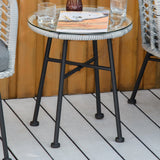 easycomfort set 3pz mobili da giardino in rattan sintetico con 1 tavolino e 2 sedie grigio