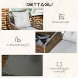 easycomfort set tavolino e sedie da giardino 3 pezzi in rattan pe e acciaio con 2 sedie moderne e 1 tavolino da caffe