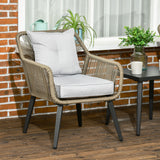 easycomfort set tavolino e sedie da giardino 3 pezzi in rattan pe e acciaio con 2 sedie moderne e 1 tavolino da caffe