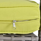 easycomfort poltrona da giardino in pe rattan con braccioli e cuscini imbottiti grigia e verde