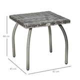 easycomfort easycomfort tavolino in rattan sintetico da esterno giardino terrazzo impermeabile grigio 45x45x44cm