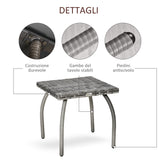 easycomfort easycomfort tavolino in rattan sintetico da esterno giardino terrazzo impermeabile grigio 45x45x44cm