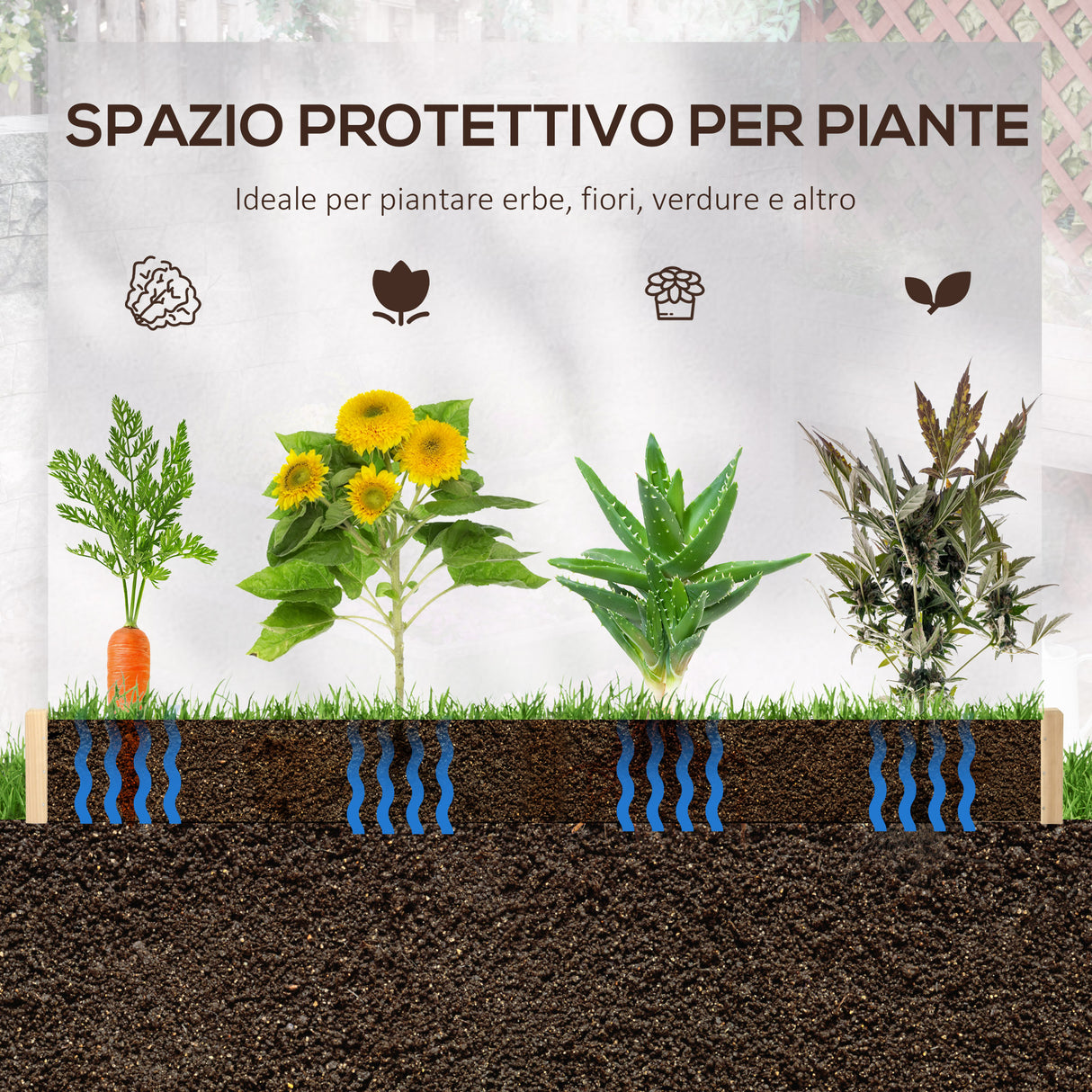 easycomfort easycomfort orto rialzato a 3 livelli in rattan sintetico senza fondo per piante e verdure 120x120x40cm grigio