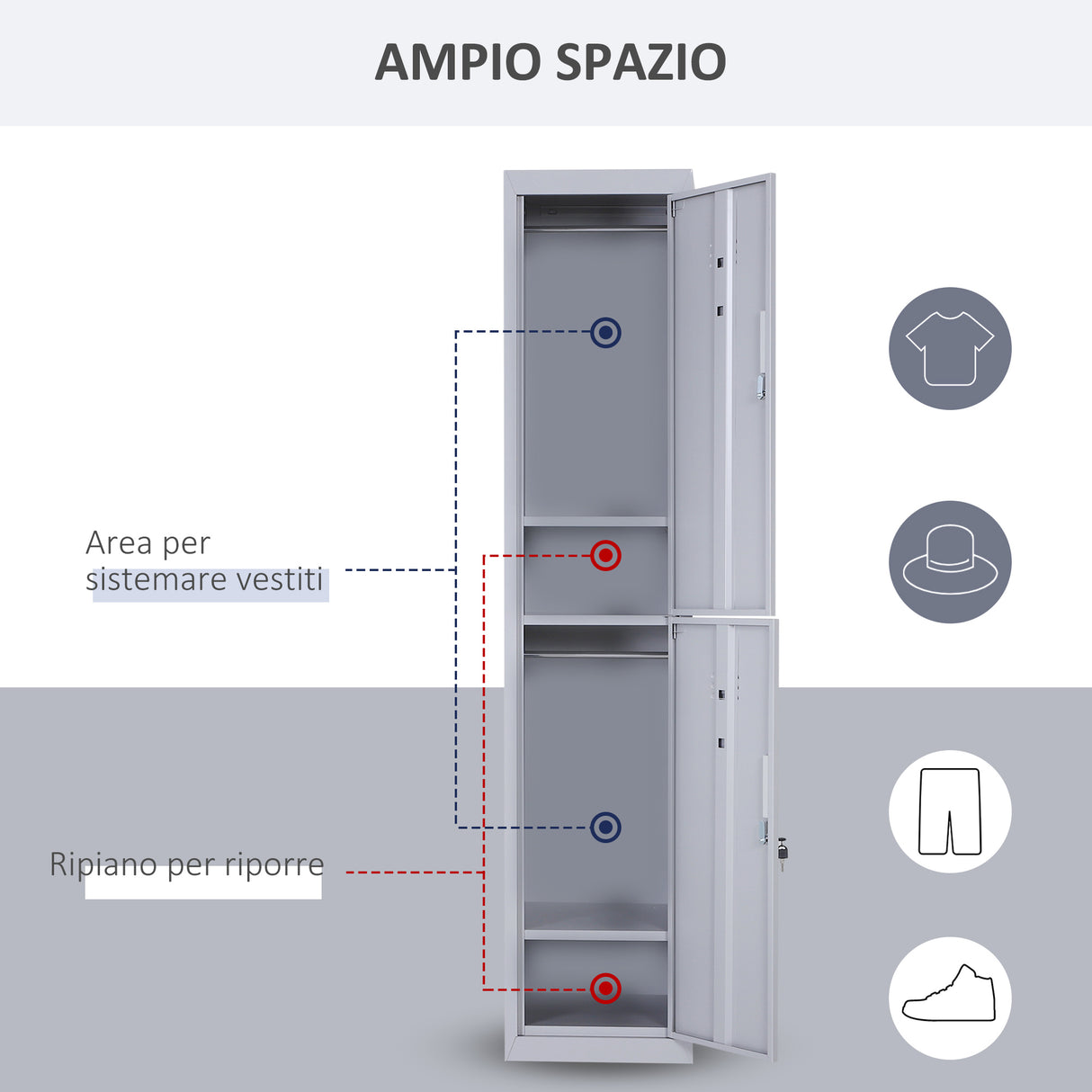 easycomfort easycomfort armadietto 4 ripiani 2 porte chiusura di sicurezza ufficio garage officina acciaio laminato a freddo 38x46x180cm grigio ean 8054111847179